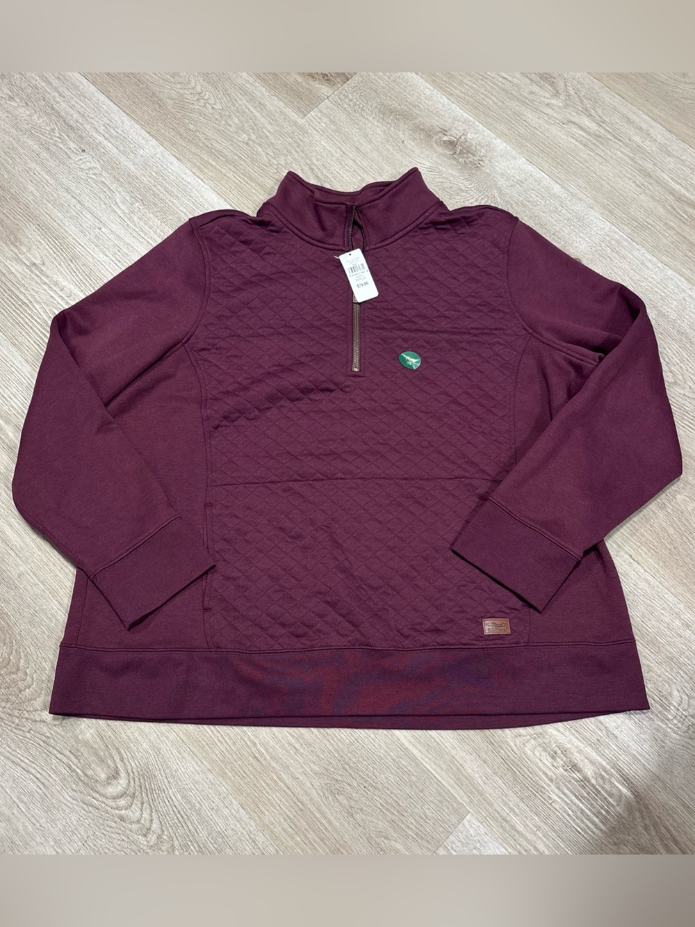 LL Bean Quilted Zip Cardigan Sweatshirt Womens Plus 3X Purple Burgundy Pockets